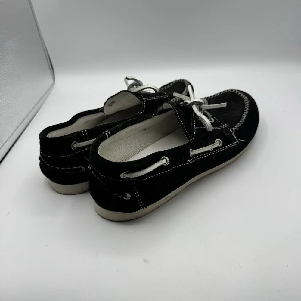 Del Toro Boat Shoes Men 8 Black Suede Leather Made In Italy Moccasin Loafers